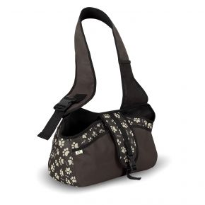 Sac de transport pour chien Beverly Hills M, marron à motif pattes, jusqu’à 8 kg