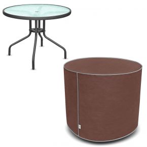 Housse pour table de jardin ronde M, marron (70 x 90 cm)