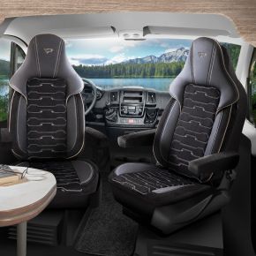 Housses Beirut noires avec liseré beige | 2 sièges avant