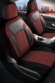 Jeu de housses de siège Benelux rouge-noir | Similicuir + Tissu | SUBARU XV
