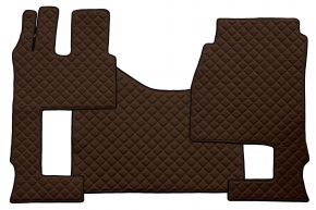 Tapis en simili cuir Q pour MERCEDES ACTROS MP 5 (dès 01.2019) - automatique - siège passager rabattable - Marron