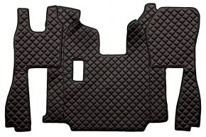 Tapis en simili cuir Q pour SCANIA R (01.2011-12.2016) - manuelle - sièges ordinaires (hors RECARO) - Noir/rouge