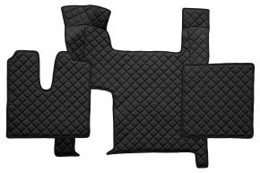 Tapis en simili cuir Q pour MAN TGX (01.2007-12.2017) - automatique - deux tiroirs - Noir