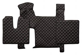 Tapis en simili cuir Q pour MAN TGX (01.2007-12.2017) - automatique - deux tiroirs - Noir/rouge
