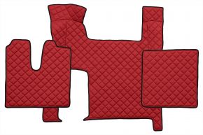 Tapis en simili cuir Q pour MAN TGX (01.2007-12.2017) - automatique - deux tiroirs - Rouge