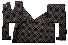 Tapis en simili cuir Q pour VOLVO FH 5 (dès 01.2020) - automatique - siège passager pneumatique - Noir/rouge