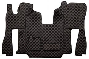 Tapis en simili cuir Q pour SCANIA R (01.2011-12.2016) - automatique - sièges ordinaires (hors RECARO) - Noir/rouge