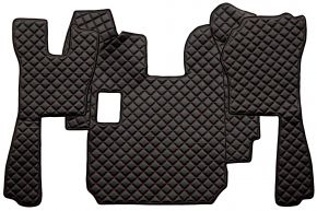 Tapis en simili cuir Q pour SCANIA R (01.2005-12.2010) - manuelle - Noir/rouge