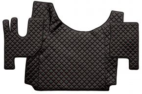 Tapis en simili cuir Q pour RENAULT T (dès 01.2014) - tunnel haut - Noir/rouge