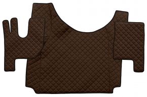Tapis en simili cuir Q pour RENAULT T (dès 01.2014) - tunnel haut - Marron