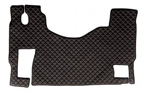 Tapis en simili cuir Q pour MERCEDES ACTROS MP 3 (01.2007-12.2010) - plancher plat - siège passager fixe - Noir/rouge