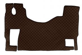 Tapis en simili cuir Q pour MERCEDES ACTROS MP 3 (01.2007-12.2010) - plancher plat - siège passager fixe - Marron