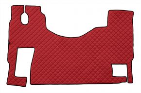 Tapis en simili cuir Q pour MERCEDES ACTROS MP 3 (01.2007-12.2010) - plancher plat - siège passager fixe - Rouge