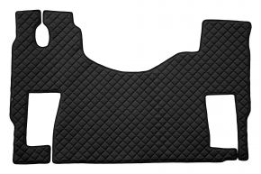 Tapis en simili cuir Q pour MERCEDES ACTROS MP 3 (01.2007-12.2010) - plancher plat - siège passager pivotant - Noir