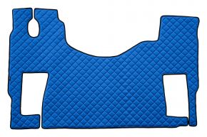 Tapis en simili cuir Q pour MERCEDES ACTROS MP 3 (01.2007-12.2010) - plancher plat - siège passager pivotant - Bleu