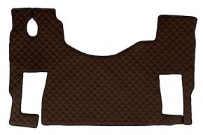 Tapis en simili cuir Q pour MERCEDES ACTROS MP 3 (01.2007-12.2010) - plancher plat - siège passager pivotant - Marron