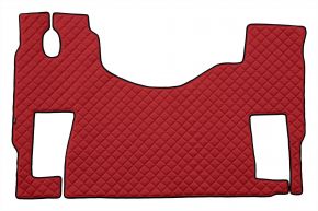Tapis en simili cuir Q pour MERCEDES ACTROS MP 3 (01.2007-12.2010) - plancher plat - siège passager pivotant - Rouge