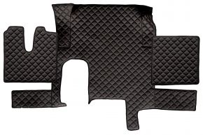 Tapis en simili cuir Q pour MAN TGX (01.2007-12.2017) - automatique - un tiroir - Noir/rouge