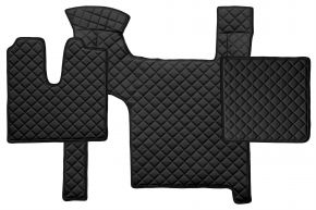 Tapis en simili cuir Q pour MAN TGX (01.2007-12.2017) - manuelle - deux tiroirs - Noir