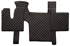 Tapis en simili cuir Q pour MAN TGX (01.2007-12.2017) - manuelle - deux tiroirs - Noir/rouge