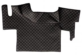 Tapis en simili cuir Q pour RENAULT T (dès 01.2014) - plancher plat - Noir/rouge