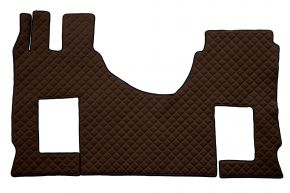 Tapis en simili cuir Q pour MERCEDES ACTROS MP 5 (dès 01.2019) - siège passager pneumatique - Marron