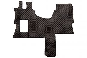 Tapis en simili cuir Q pour MERCEDES ACTROS MP 4 (01.2011-12.2018) - cabine SOLO-STAR - Noir/rouge
