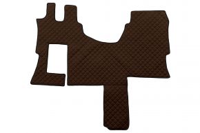 Tapis en simili cuir Q pour MERCEDES ACTROS MP 4 (01.2011-12.2018) - cabine SOLO-STAR - Marron