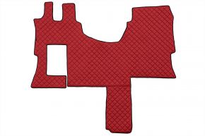 Tapis en simili cuir Q pour MERCEDES ACTROS MP 4 (01.2011-12.2018) - cabine SOLO-STAR - Rouge