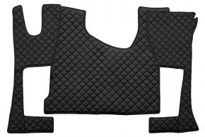 Tapis en simili cuir Q pour MERCEDES ACTROS MP 4 (01.2011-12.2018) - cabine étroite (230 cm) - compartiment de rangement plus grand - Noir