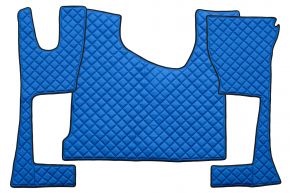 Tapis en simili cuir Q pour MERCEDES ACTROS MP 4 (01.2011-12.2018) - cabine étroite (230 cm) - compartiment de rangement plus grand - Bleu