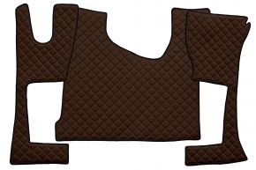Tapis en simili cuir Q pour MERCEDES ACTROS MP 4 (01.2011-12.2018) - cabine étroite (230 cm) - compartiment de rangement plus grand - Marron