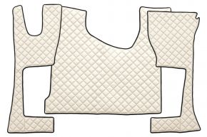 Tapis en simili cuir Q pour MERCEDES ACTROS MP 4 (01.2011-12.2018) - cabine étroite (230 cm) - compartiment de rangement plus grand - Beige clair