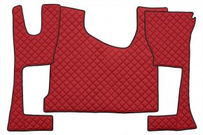Tapis en simili cuir Q pour MERCEDES ACTROS MP 4 (01.2011-12.2018) - cabine étroite (230 cm) - compartiment de rangement plus grand - Rouge