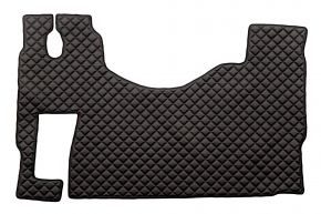 Tapis en simili cuir Q pour MERCEDES ACTROS MP 3 (01.2007-12.2010) - plancher plat - siège passager rabattable - Noir/rouge
