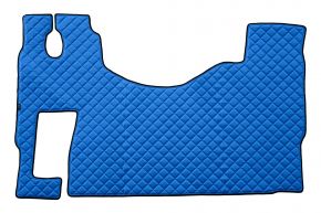 Tapis en simili cuir Q pour MERCEDES ACTROS MP 3 (01.2007-12.2010) - plancher plat - siège passager rabattable - Bleu
