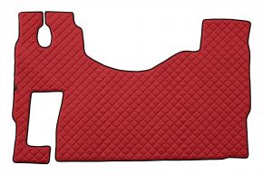 Tapis en simili cuir Q pour MERCEDES ACTROS MP 3 (01.2007-12.2010) - plancher plat - siège passager rabattable - Rouge