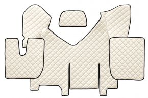 Tapis en simili cuir Q pour IVECO STRALIS HI-WAY (01.2013-12.2016) - automatique - version avec réfrigérateur - Beige clair