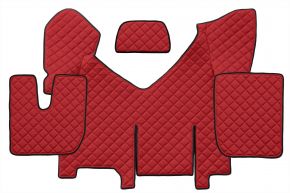 Tapis en simili cuir Q pour IVECO STRALIS HI-WAY (01.2013-12.2016) - automatique - version avec réfrigérateur - Rouge