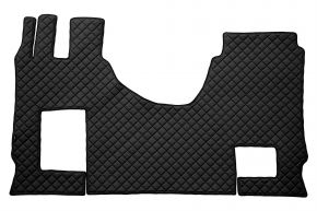 Tapis en simili cuir Q pour MERCEDES ACTROS MP 5 (dès 01.2019) - manuelle - siège passager rabattable - Noir