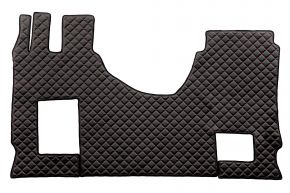 Tapis en simili cuir Q pour MERCEDES ACTROS MP 5 (dès 01.2019) - manuelle - siège passager rabattable - Noir/rouge