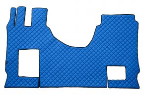 Tapis en simili cuir Q pour MERCEDES ACTROS MP 5 (dès 01.2019) - manuelle - siège passager rabattable - Bleu