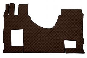Tapis en simili cuir Q pour MERCEDES ACTROS MP 5 (dès 01.2019) - manuelle - siège passager rabattable - Marron