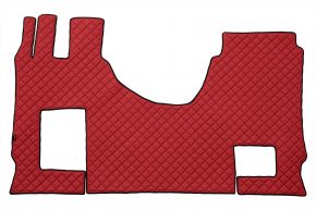 Tapis en simili cuir Q pour MERCEDES ACTROS MP 5 (dès 01.2019) - manuelle - siège passager rabattable - Rouge