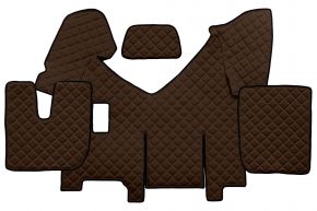 Tapis en simili cuir Q pour IVECO STRALIS HI-WAY (01.2013-12.2016) - manuelle - version avec réfrigérateur - Marron