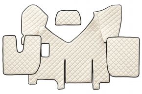 Tapis en simili cuir Q pour IVECO STRALIS HI-WAY (01.2013-12.2016) - manuelle - version avec réfrigérateur - Beige clair