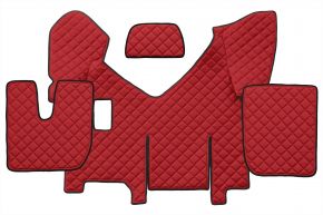 Tapis en simili cuir Q pour IVECO STRALIS HI-WAY (01.2013-12.2016) - manuelle - version avec réfrigérateur - Rouge