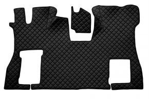 Tapis en simili cuir Q pour SCANIA S NEXTGEN (dès 01.2017) - plancher plat - siège passager rabattable - Noir