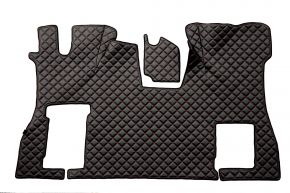 Tapis en simili cuir Q pour SCANIA S NEXTGEN (dès 01.2017) - plancher plat - siège passager rabattable - Noir/rouge