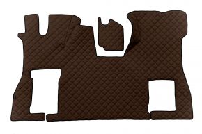 Tapis en simili cuir Q pour SCANIA S NEXTGEN (dès 01.2017) - plancher plat - siège passager rabattable - Marron